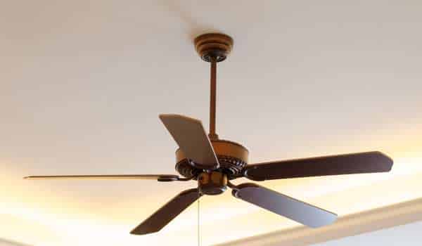 Living Room Ceiling Fan with Stained Wood Blades
