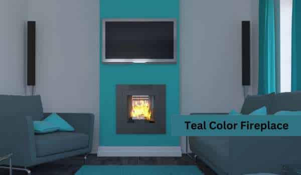 Paint Teal Color Fireplace